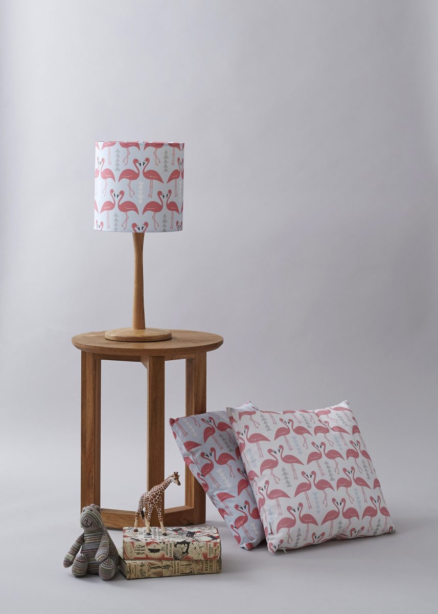 Flamingo Flourish cushion, white