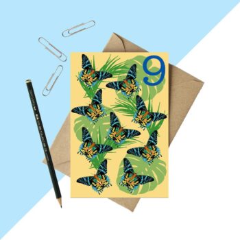 Ninth Birthday Card - Moth Design