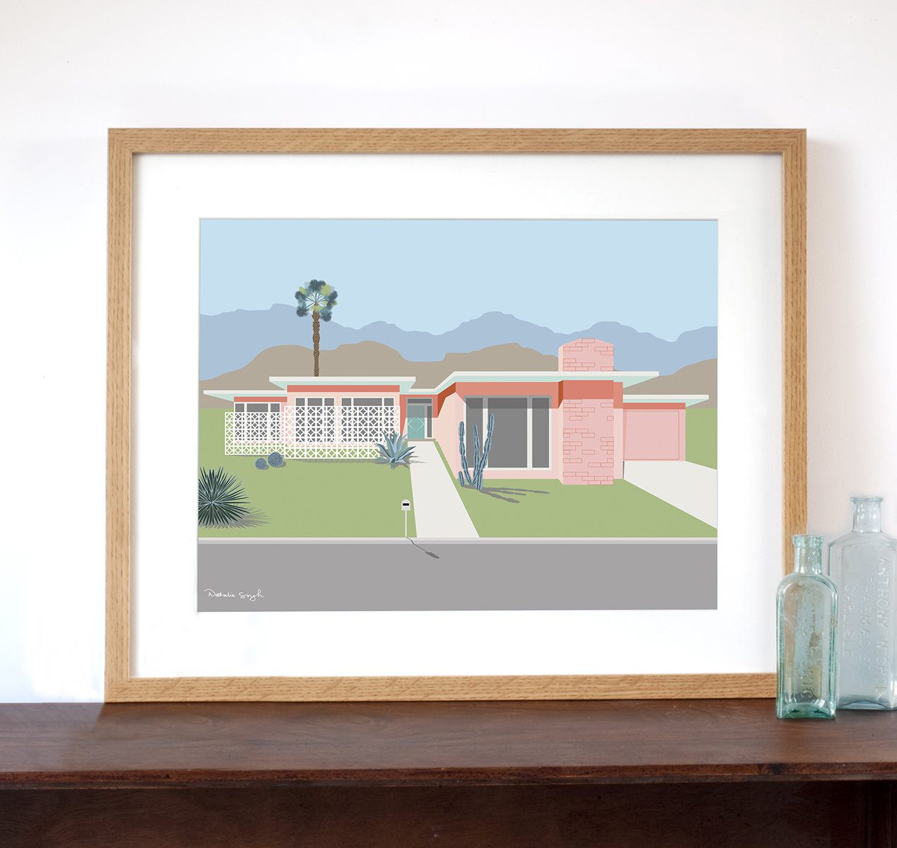 Palm Springs Mid-Century Modern Flat-roofed House Art Print 30cm x 40cm