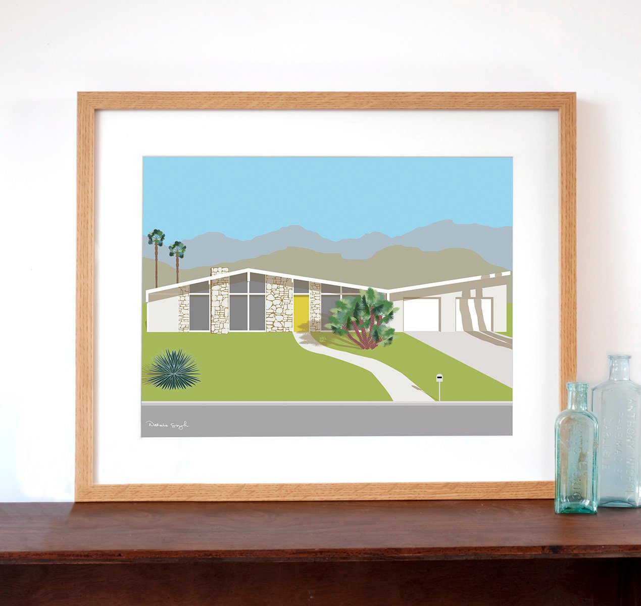 Palm Springs Mid-Century Modern Butterfly House Art Print 30cm x 40cm