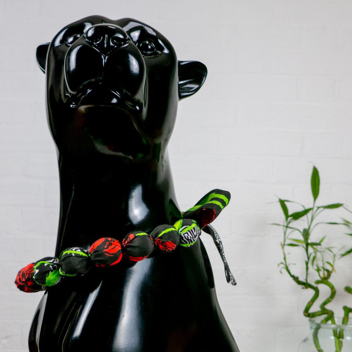 Chunky, Fabric Covered, Bead Necklace 'Poppies'