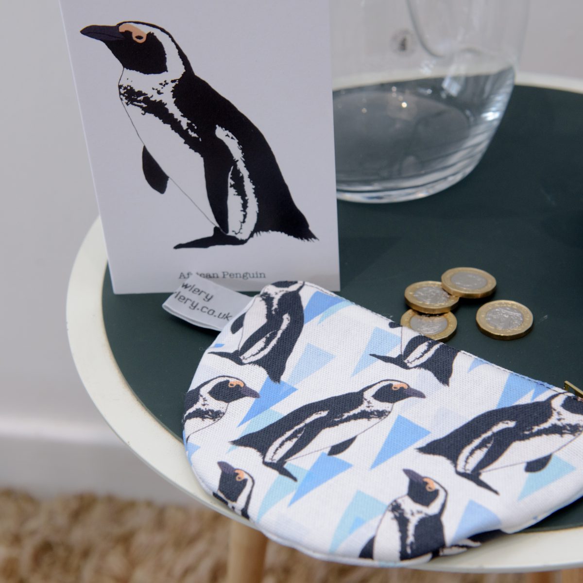 African penguin print purse