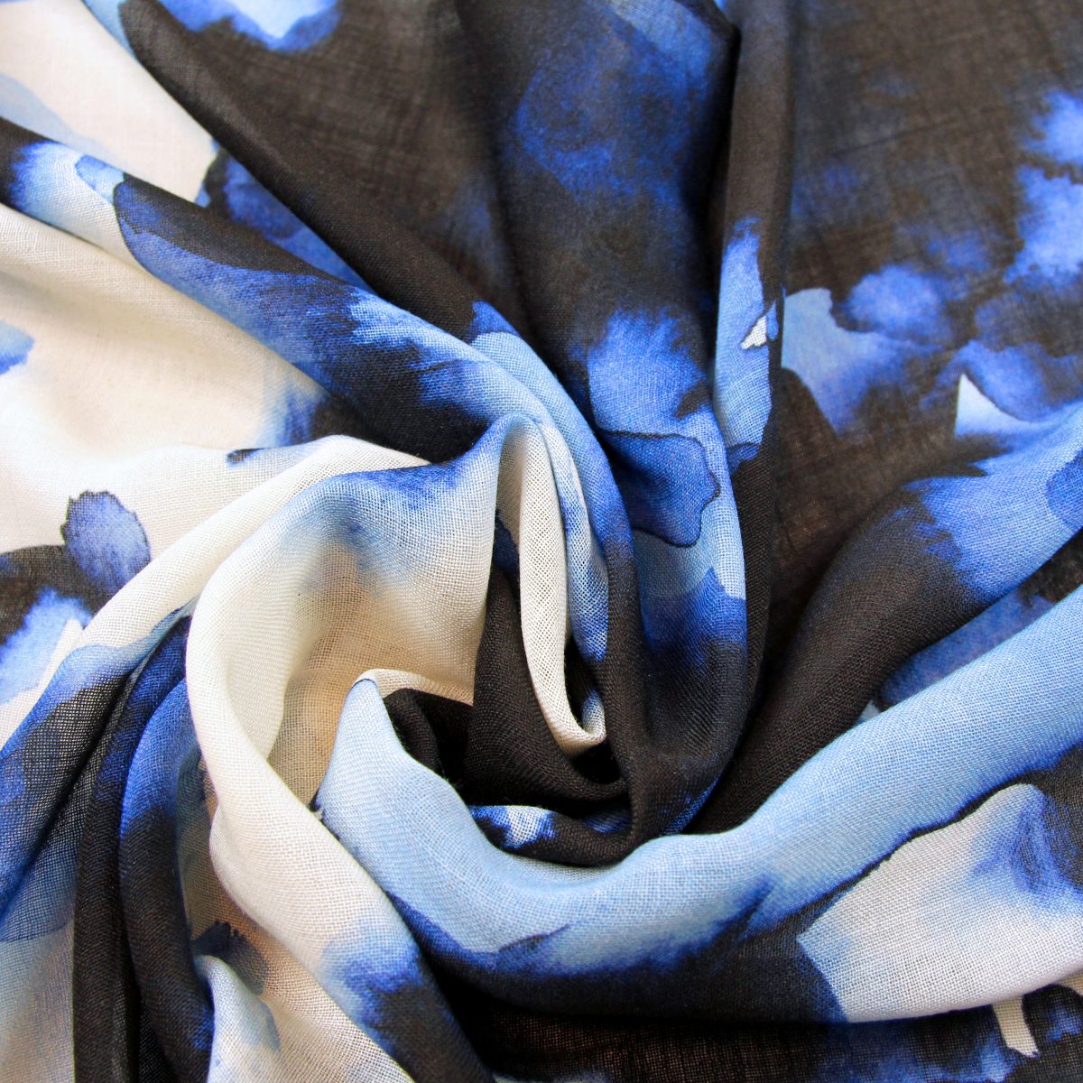 Large wool scarf - abstract inky blue spots in navy - 'Blurred Shadows'