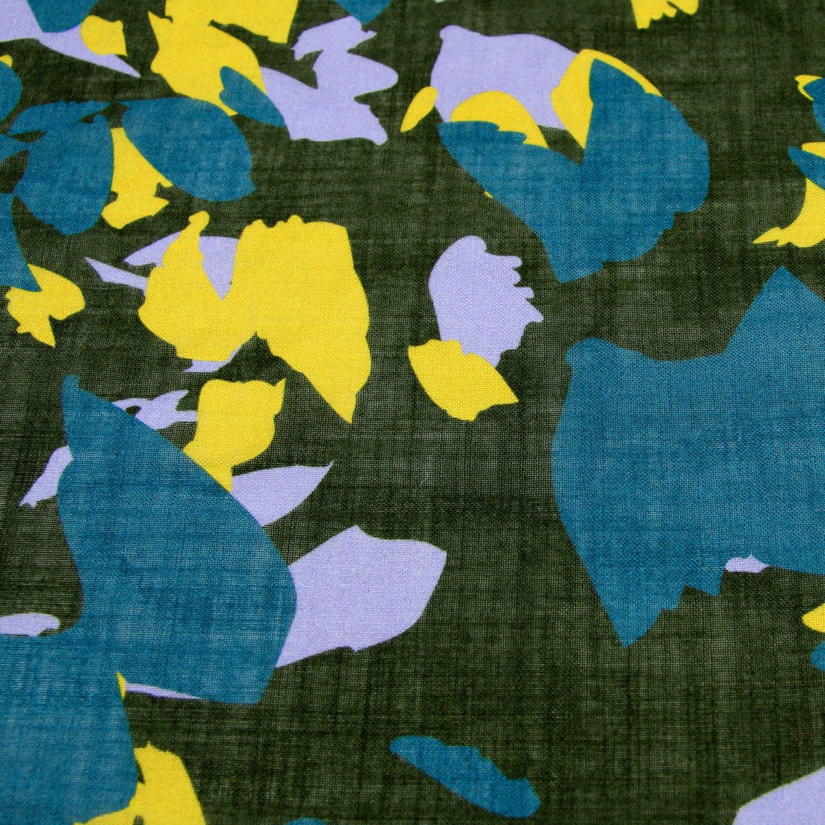 Large wool scarf – graphic leaf pattern in lilac, lime and teal – ‘Spring Leaves’