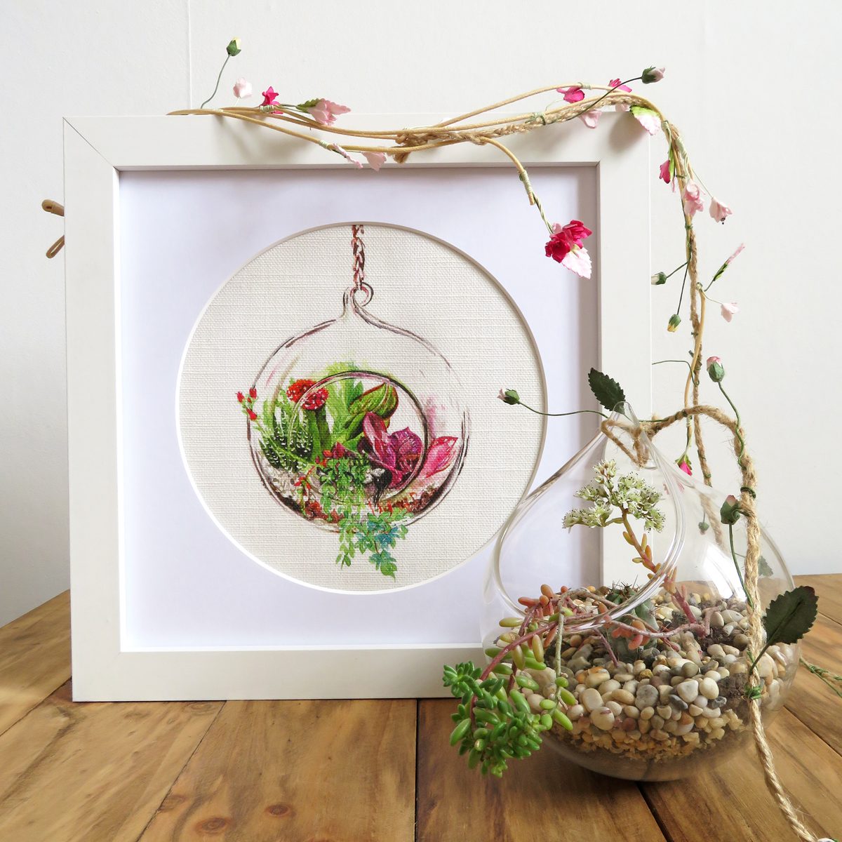 'Terrarium Girl' Cotton Linen Print