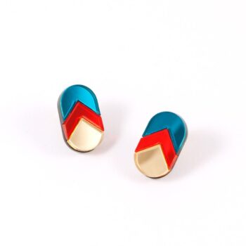 FORM044 Earrings - Teal, Orange, Gold