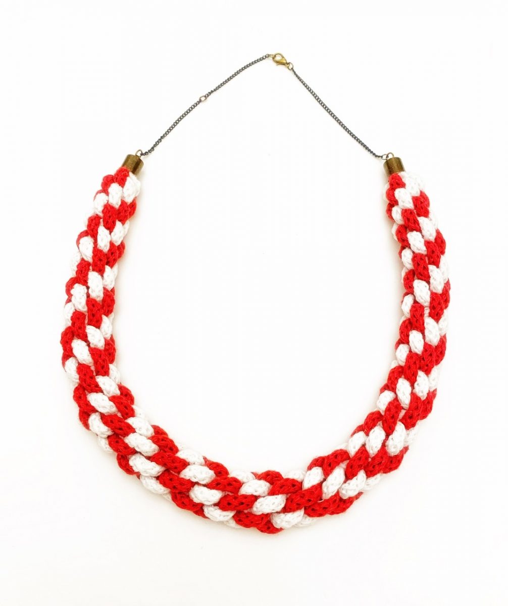 The Emilia Necklace - Red and white statement necklace