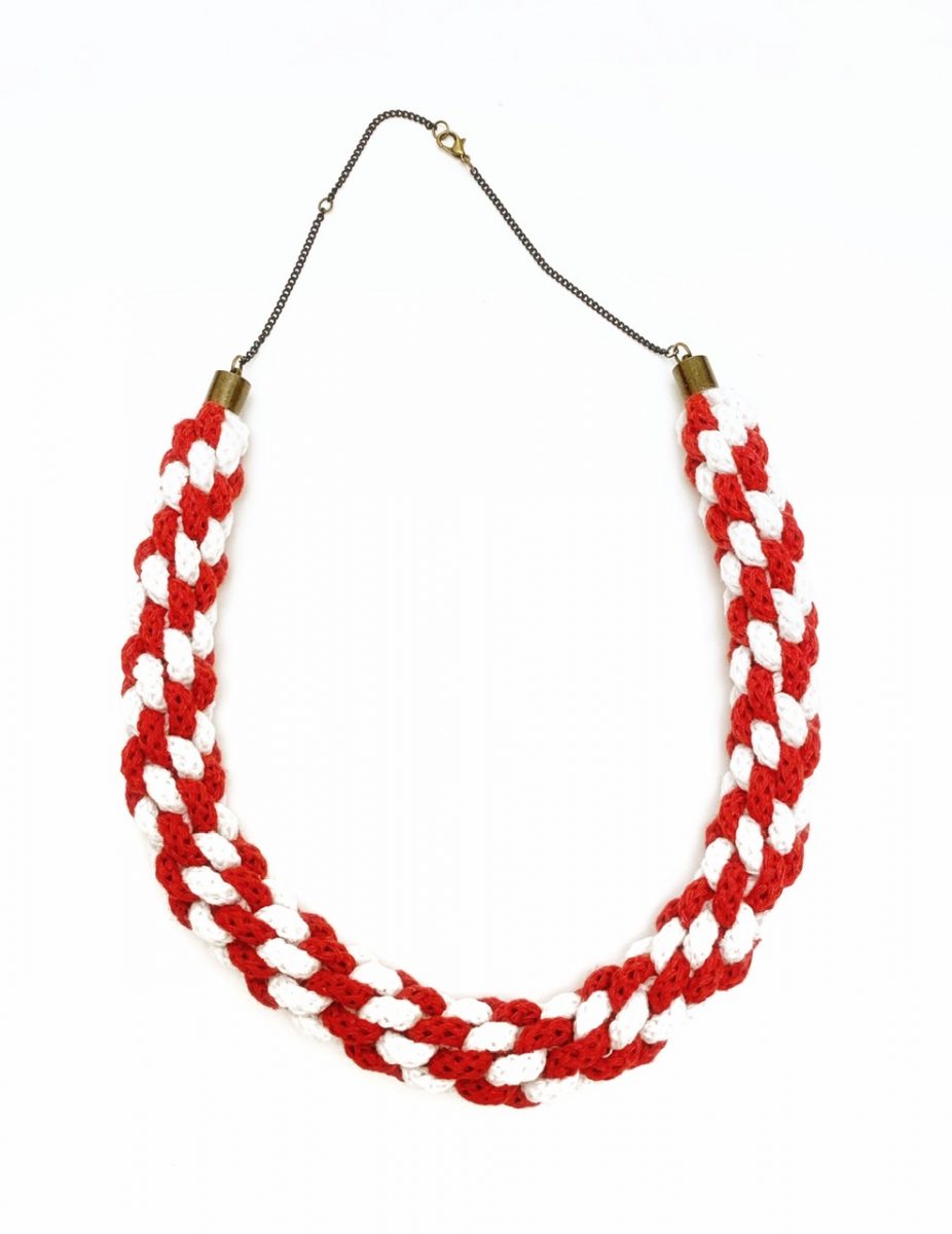 The Emilia Necklace - Red and white statement necklace