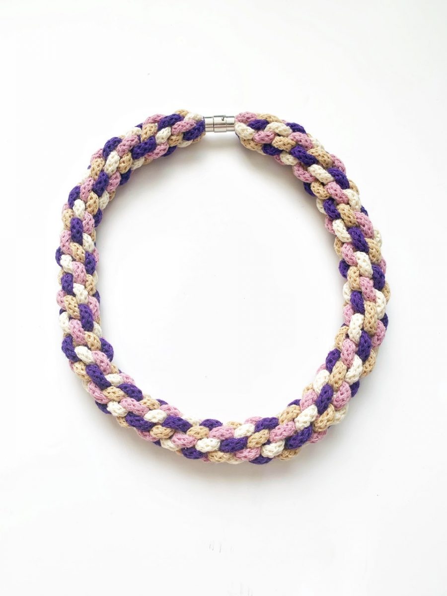 The Emilia Necklace - Purple and cream statement necklace