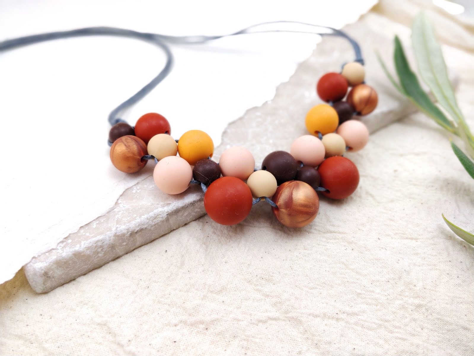 Burgundy Peach Rose Gold Silicone Necklace