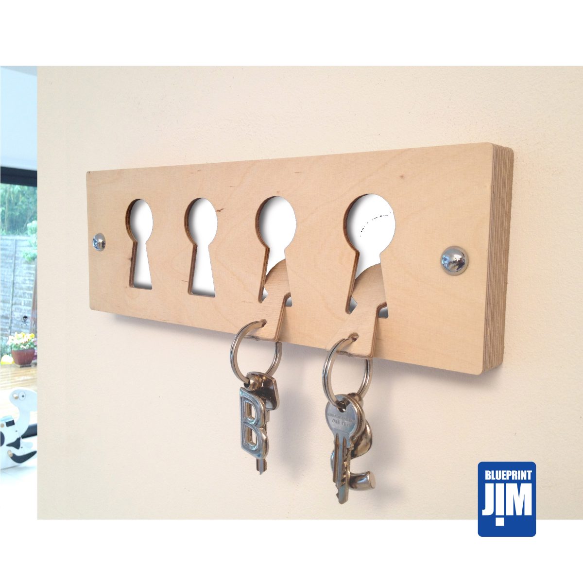White Birch faced ply keyrack & fobs