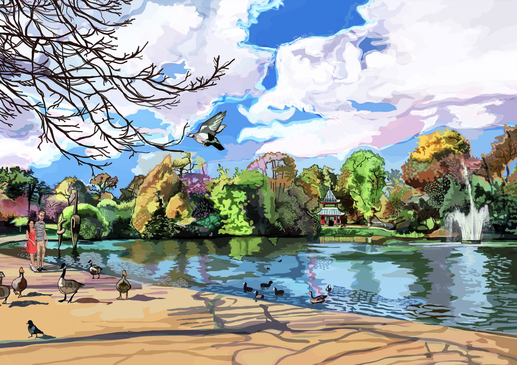 Victoria Park Lake, East London Art Print