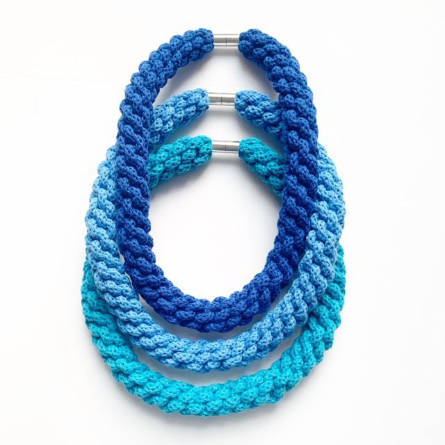 Blue Woven chokers made with soft cotton rope