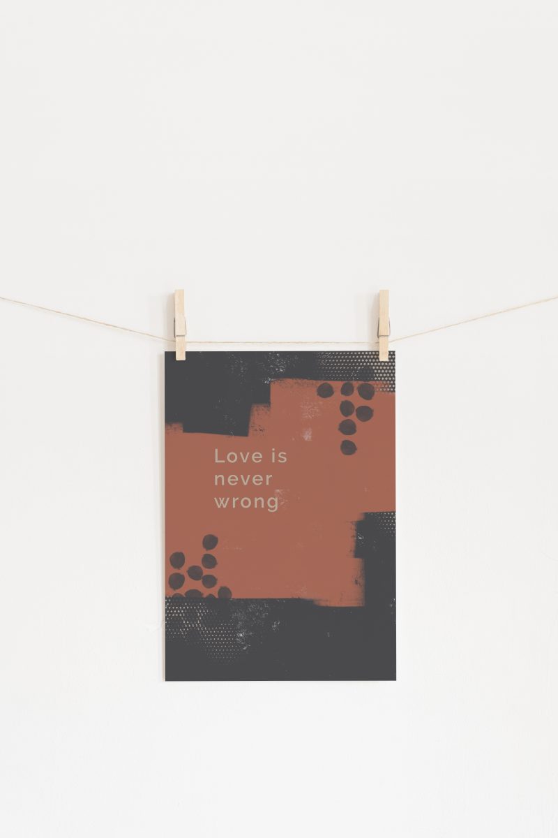 Love is Never Wrong Abstract Illustration A4 Art Print Wall decor, Unframed