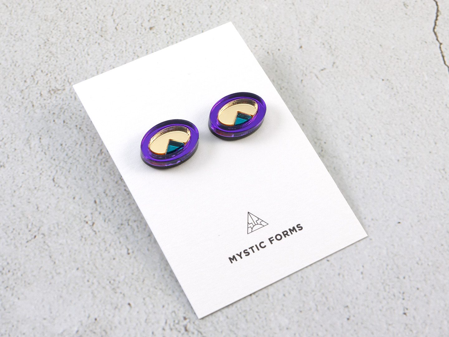 FORM053 OJO DE DIOS I Stud Earrings - Purple Gold, Teal