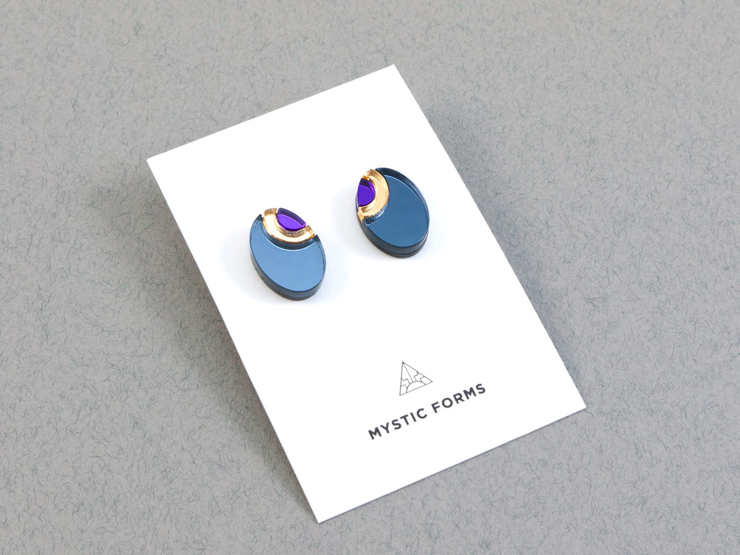 FORM054 OJO DE DIOS II Stud Earrings - Slate Gray, Gold, Purple