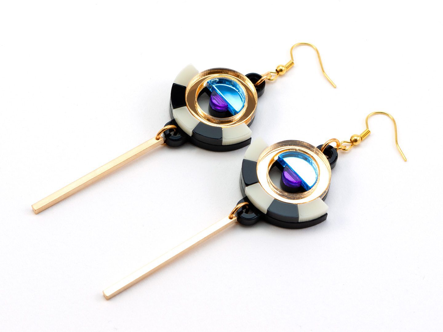 FORM060 ESTRELLA I Drop Earrings - Gold, Ice Blue, Purple