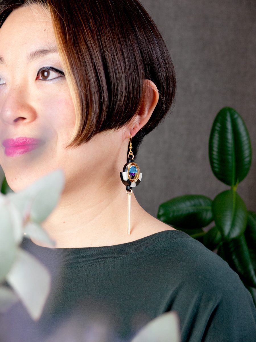 FORM060 ESTRELLA I Drop Earrings - Gold, Ice Blue, Purple
