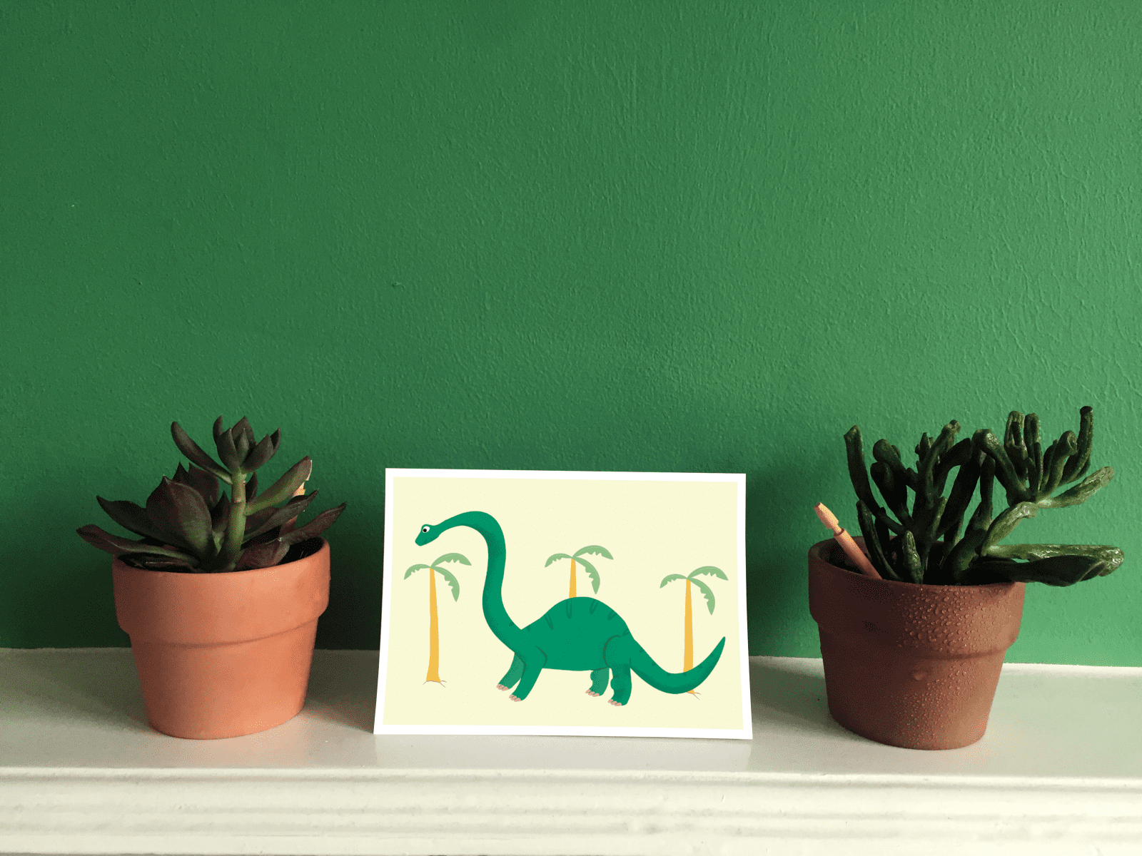 Brontosaurus Illustrated Dinosaur A6 Recycled Greetings card