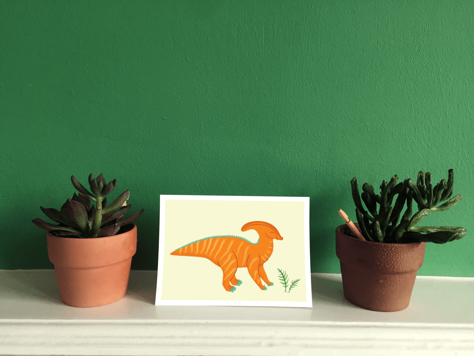 Parasaurolophus Illustrated Dinosaur A6 Recycled Greetings card