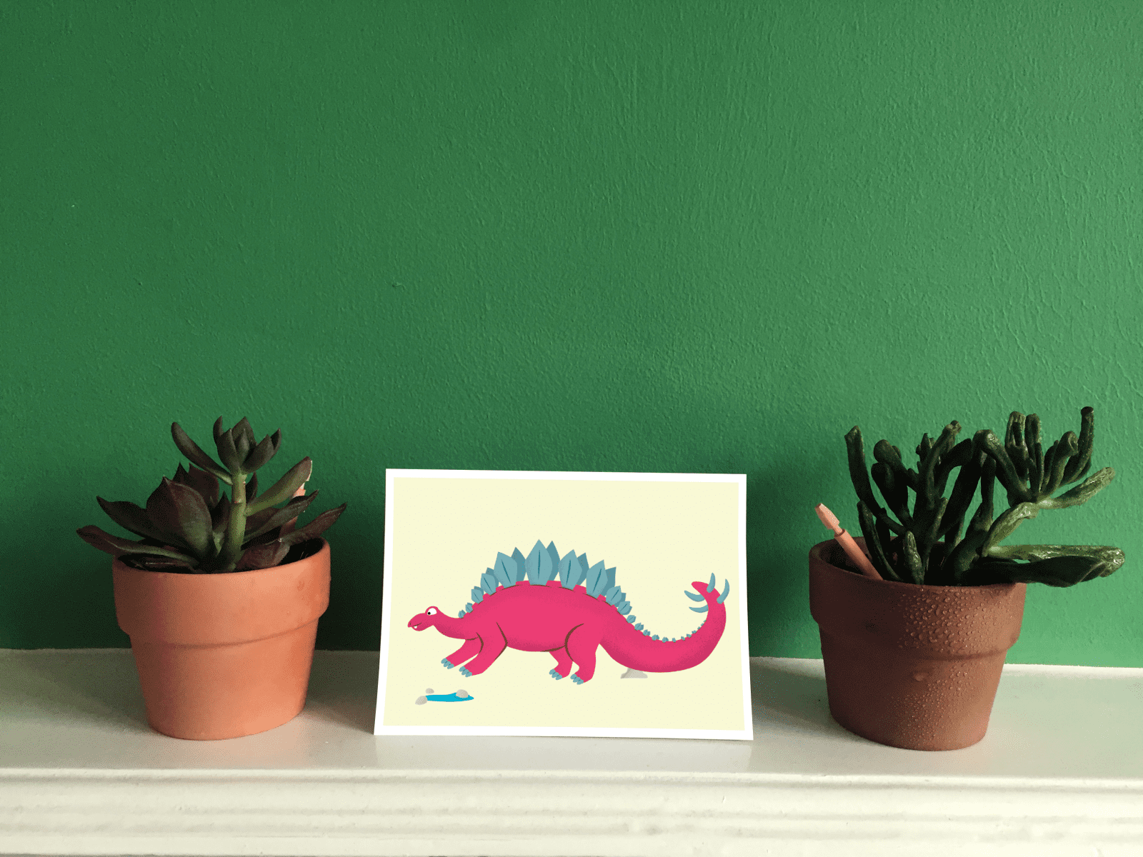 Stegosaurus Illustrated Dinosaur A6 Recycled Greetings card