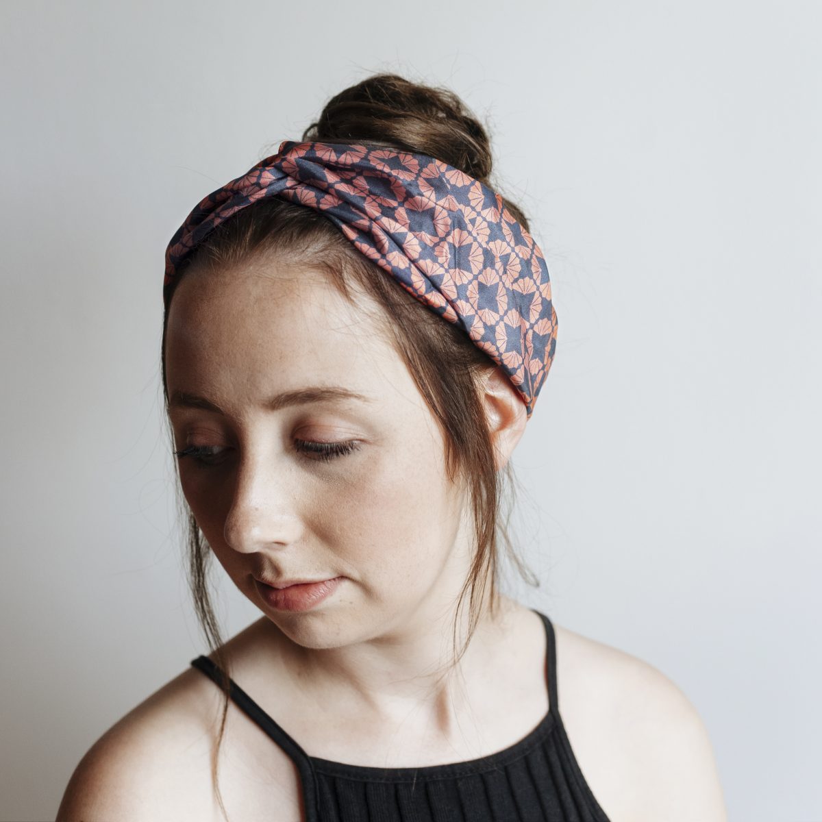 Art Deco Headband - Silk Headband - Fanfan Coral