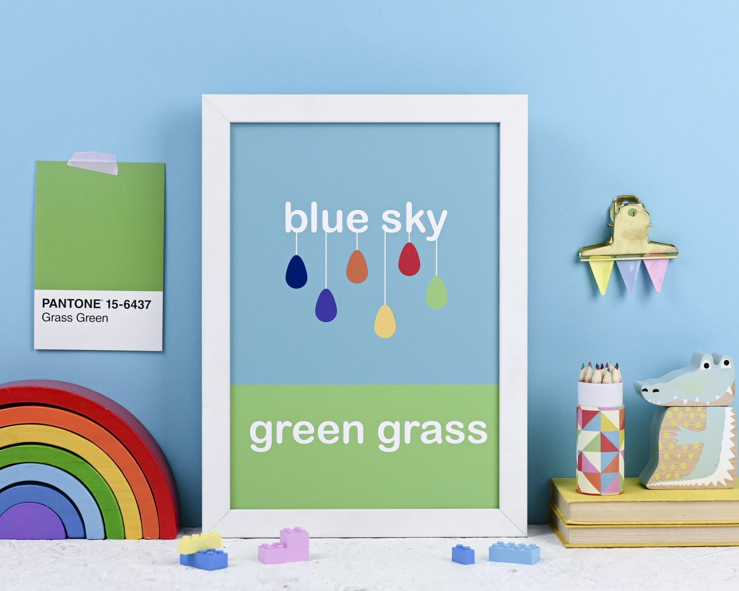 Blue Sky Green Grass - kids art print