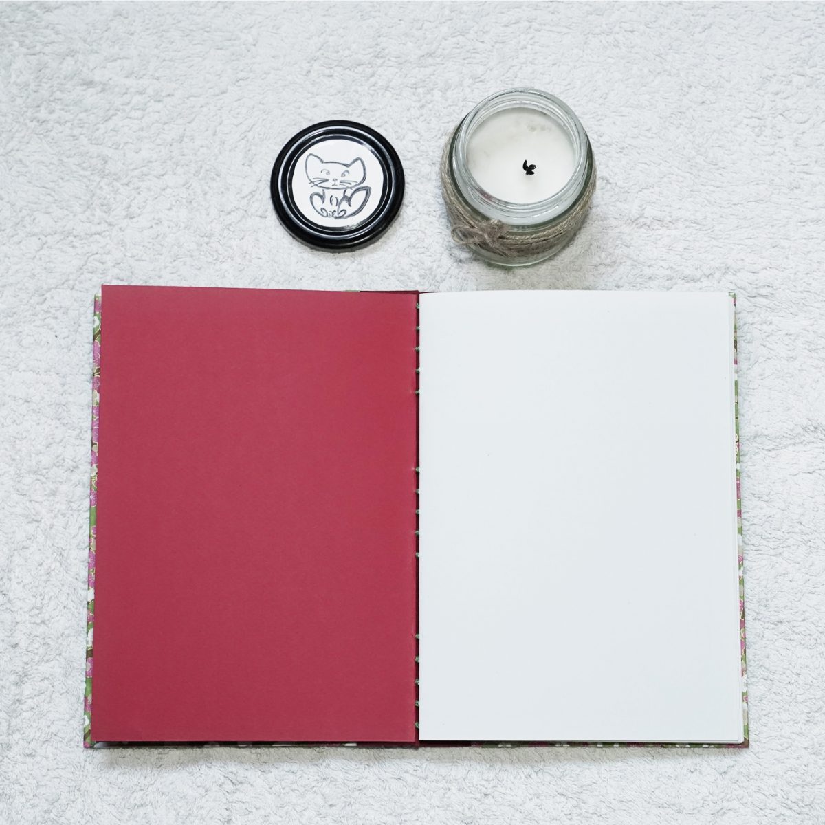 Pink Cherry Blossom - Bespoke A5 Handstitched – Handbound Notebook with recycled papers