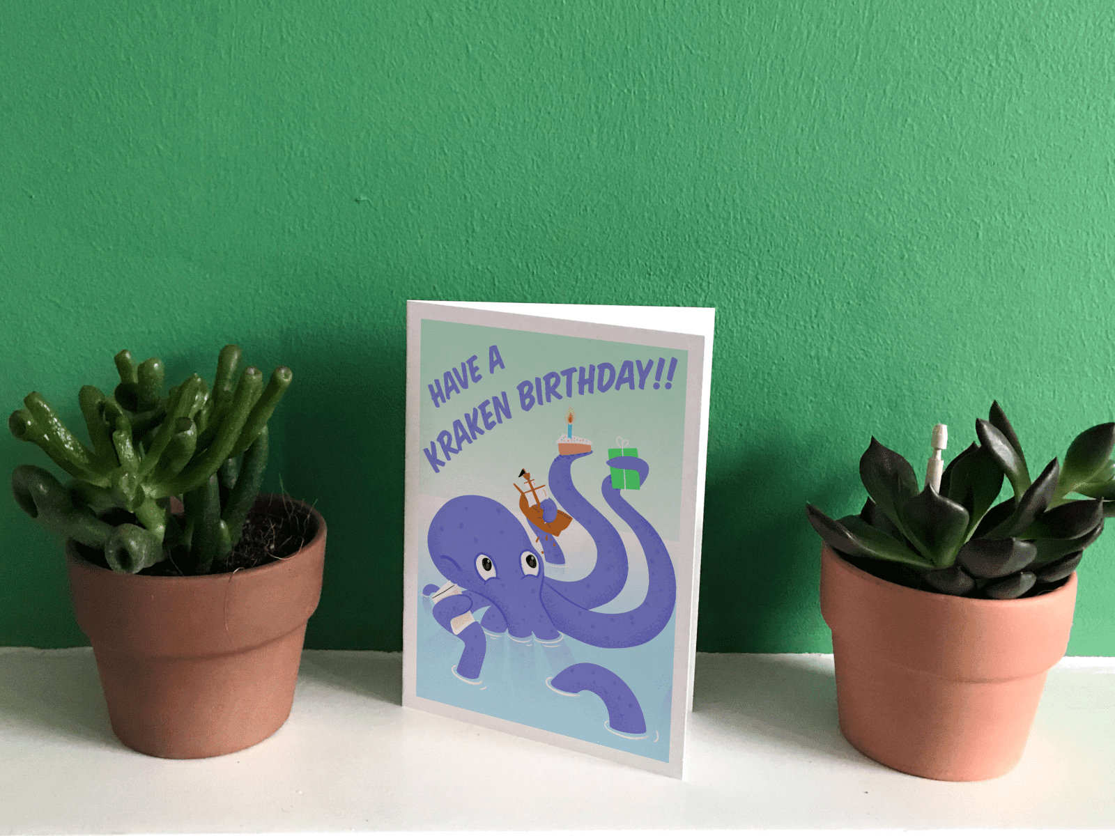 Have a Kraken Birthday | Mythology greeting card | Octopus | Puns | Parody