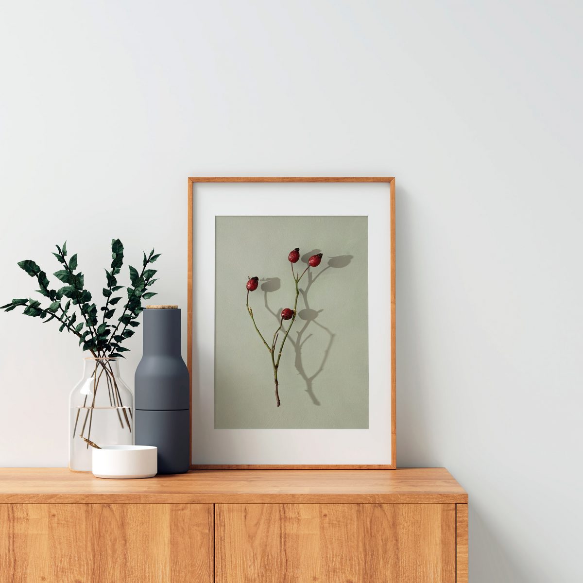 'Rosehips On Green' Fine Art Print
