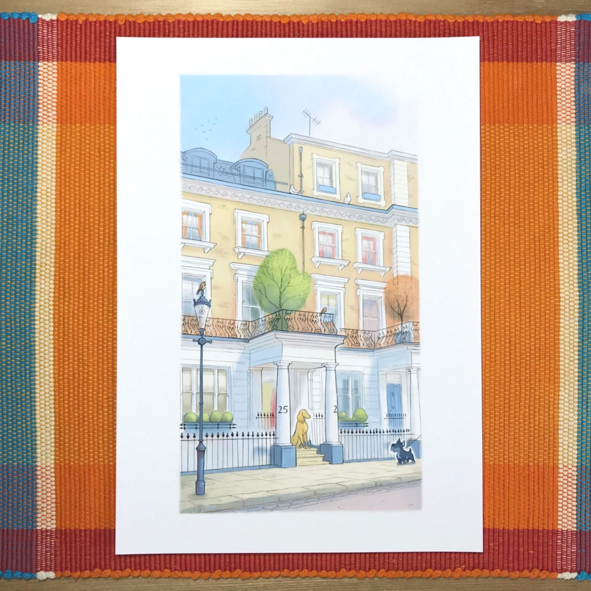 Dogs on a Kensington street, London Artwork, signed print