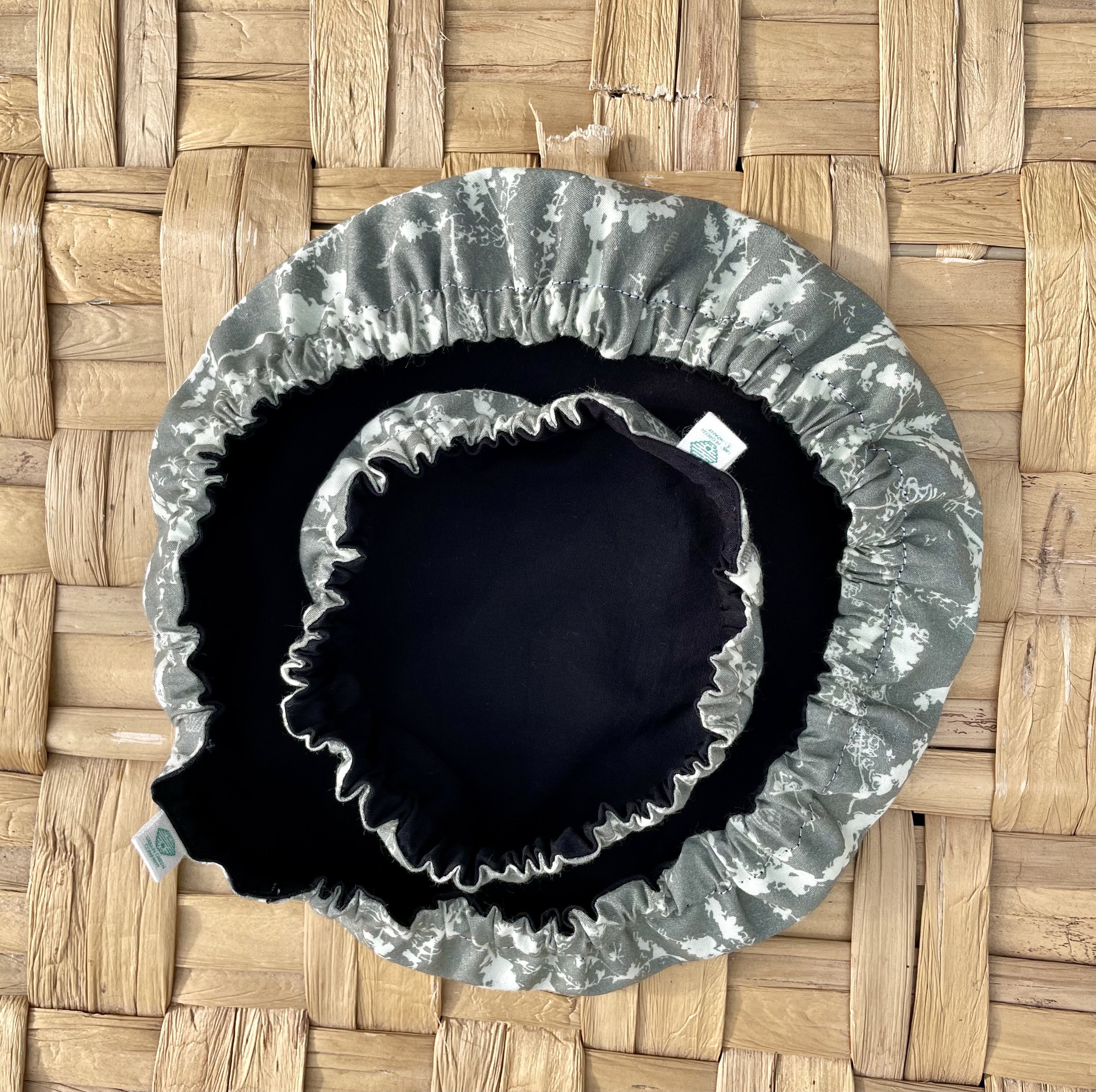 Two Reusable bowl Covers - grey and black