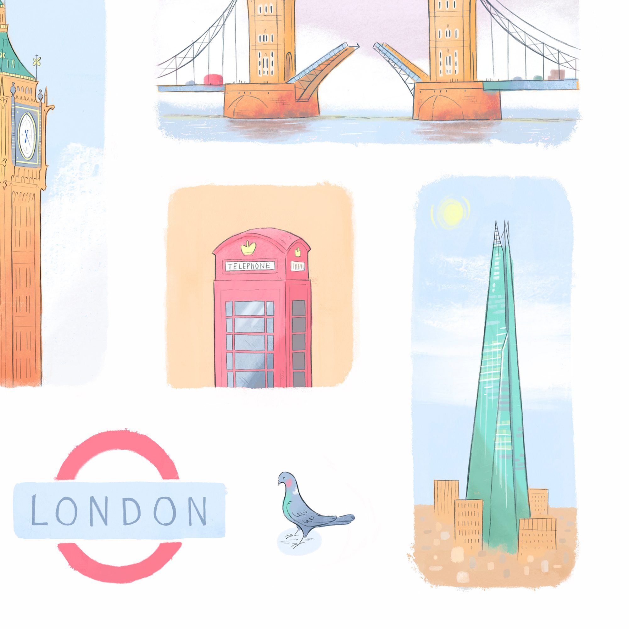 Landmarks of London Fine Art Print