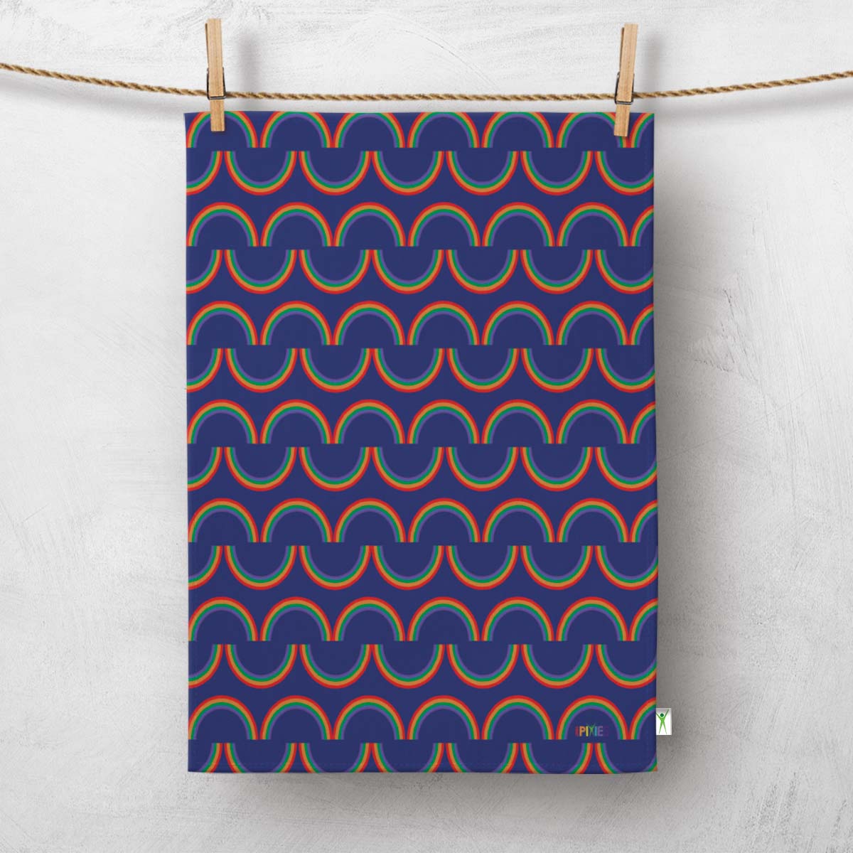 Rainbow stripe organic cotton tea towel
