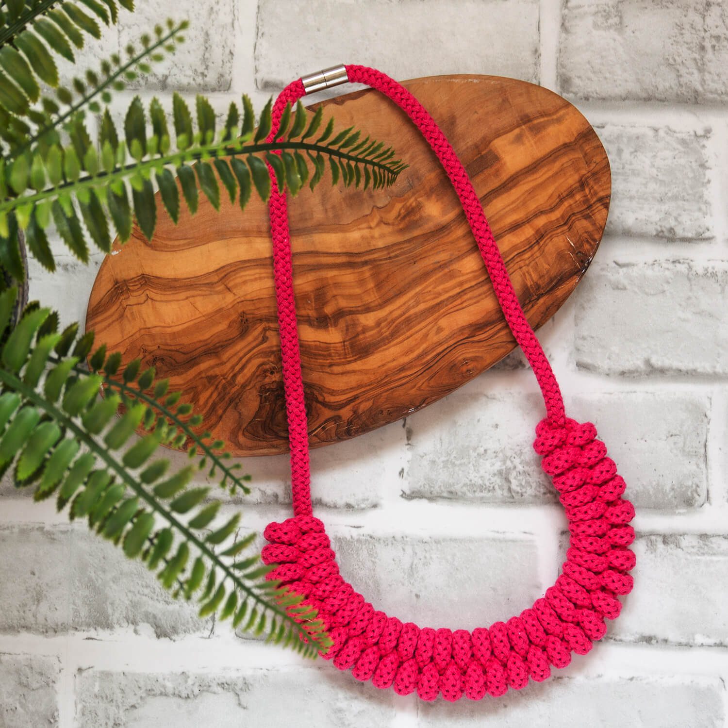Smokey Grey statement necklace, Cotton rope necklace, sustainable gift for a girl