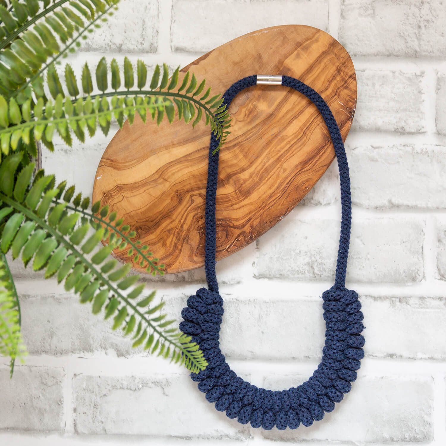 Smokey Grey statement necklace, Cotton rope necklace, sustainable gift for a girl