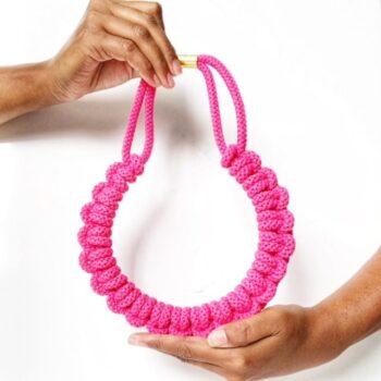 Fuchsia Cotton Rope knitted necklace, 28 colour choices