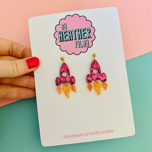Hot Pink Rocket Earrings