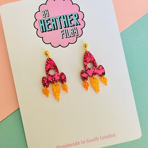 Hot Pink Rocket Earrings