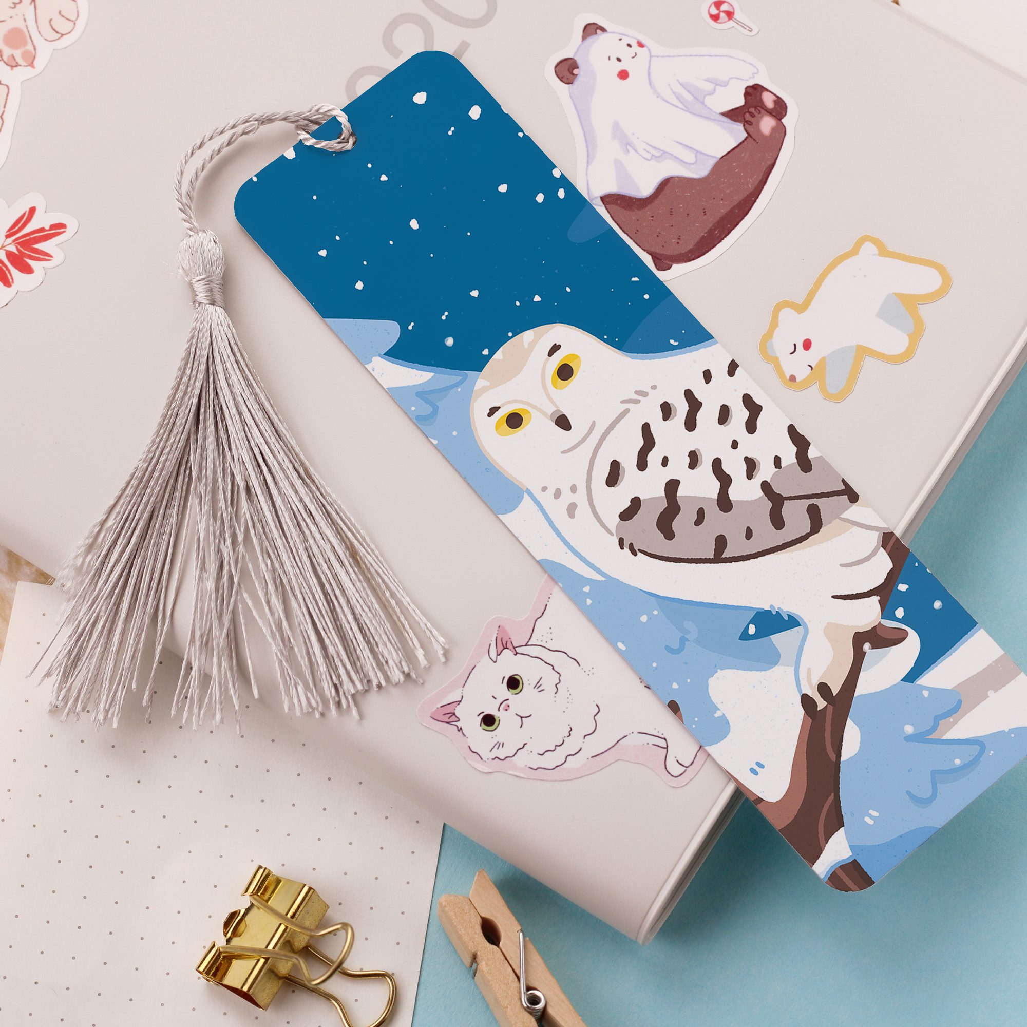 Snowy Owl Aluminium Bookmark
