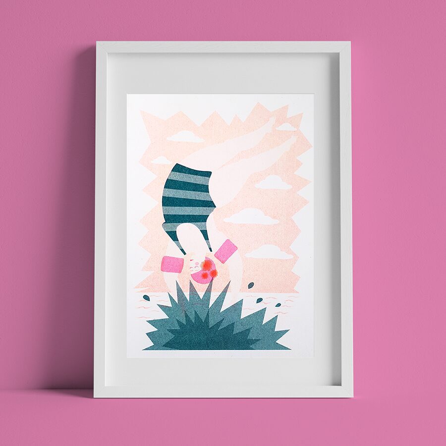 Dive In A5 Risograph Print