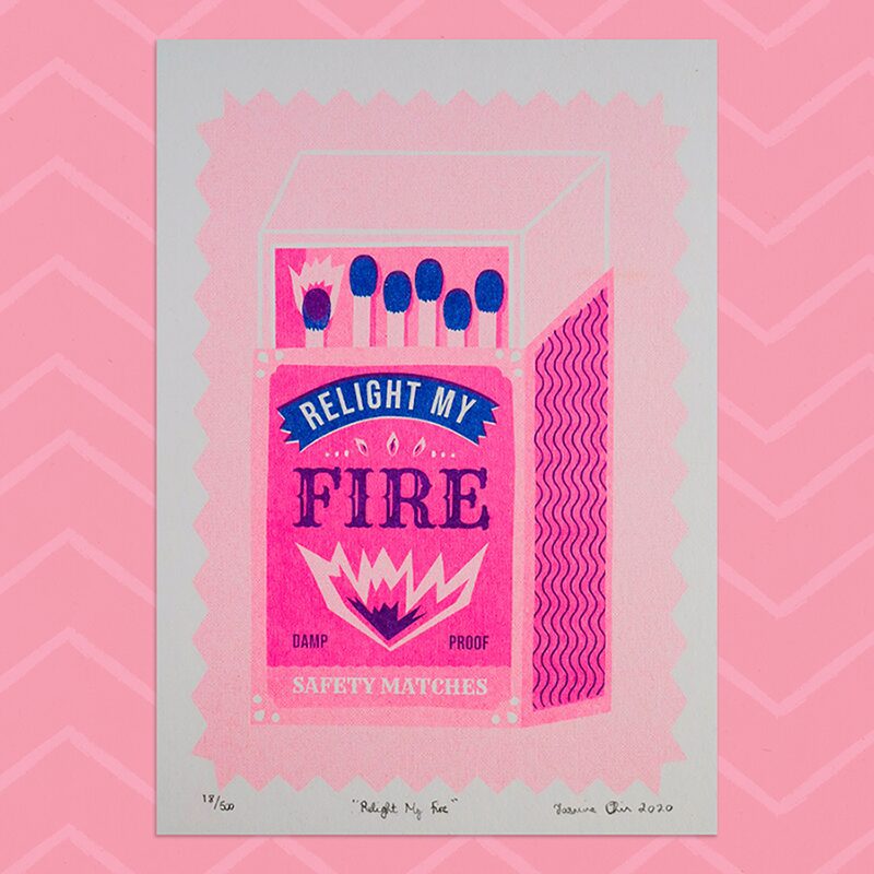 Relight My Fire A5 Risograph Print