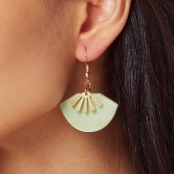 Jade Art Deco Sunset Brass Gold Plated Acrylic Earrings