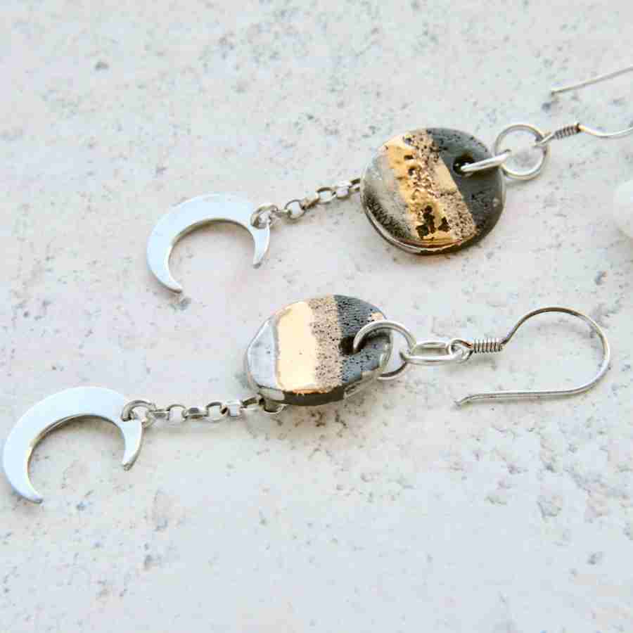 Moon earrings, sterling silver