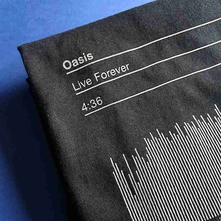 Oasis, Live Forever, Song Sound Wave Graphic T-Shirt