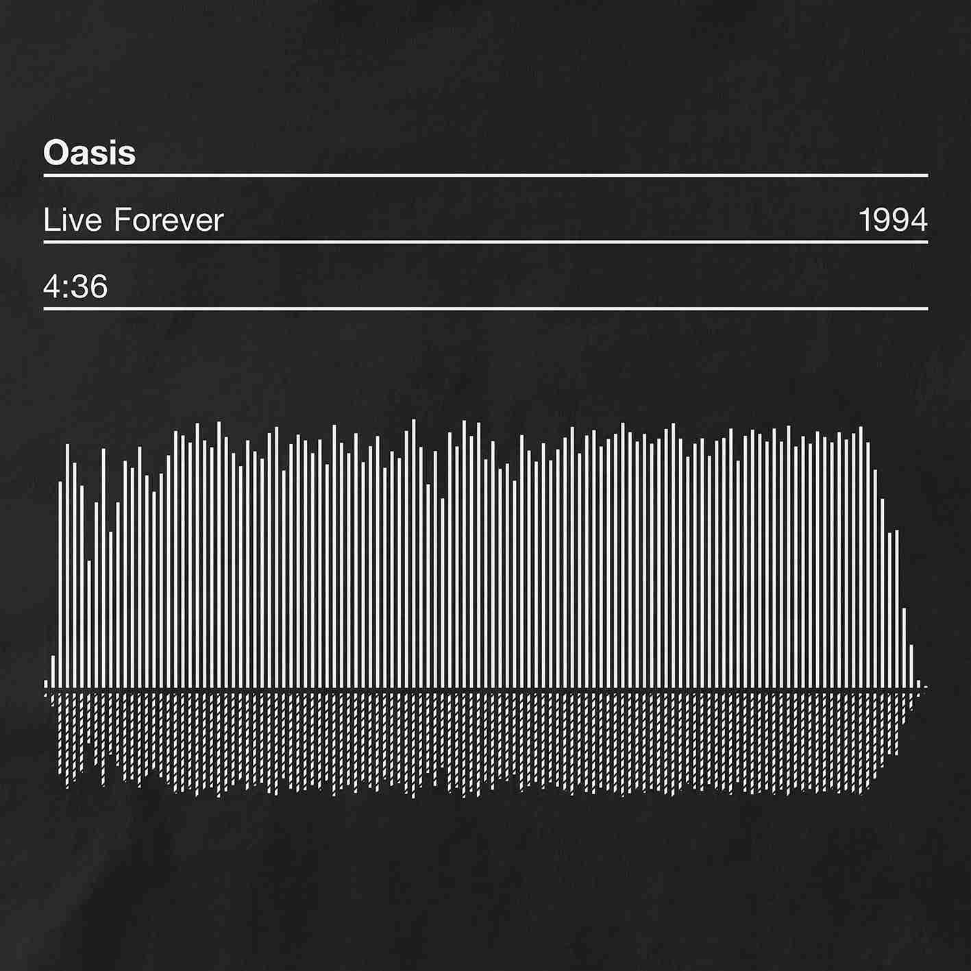 Oasis, Live Forever, Song Sound Wave Graphic T-Shirt