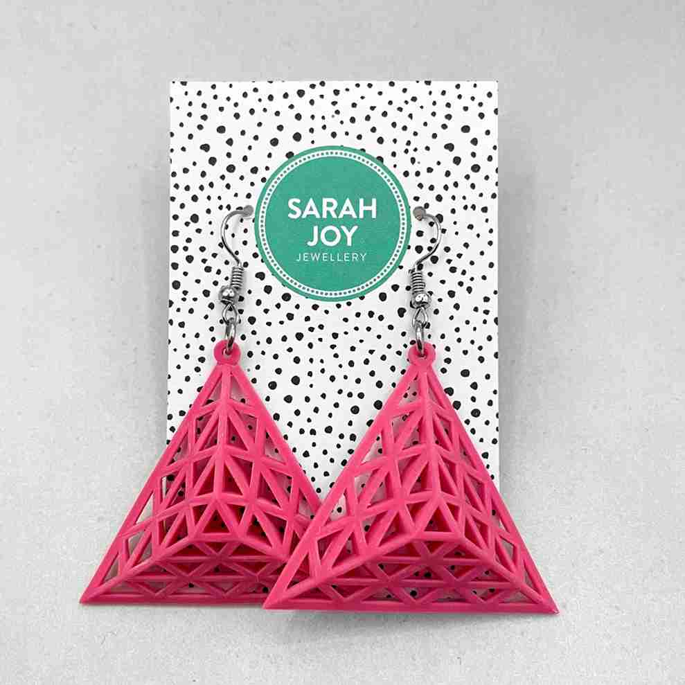 Large Geometric Triangle Earrings