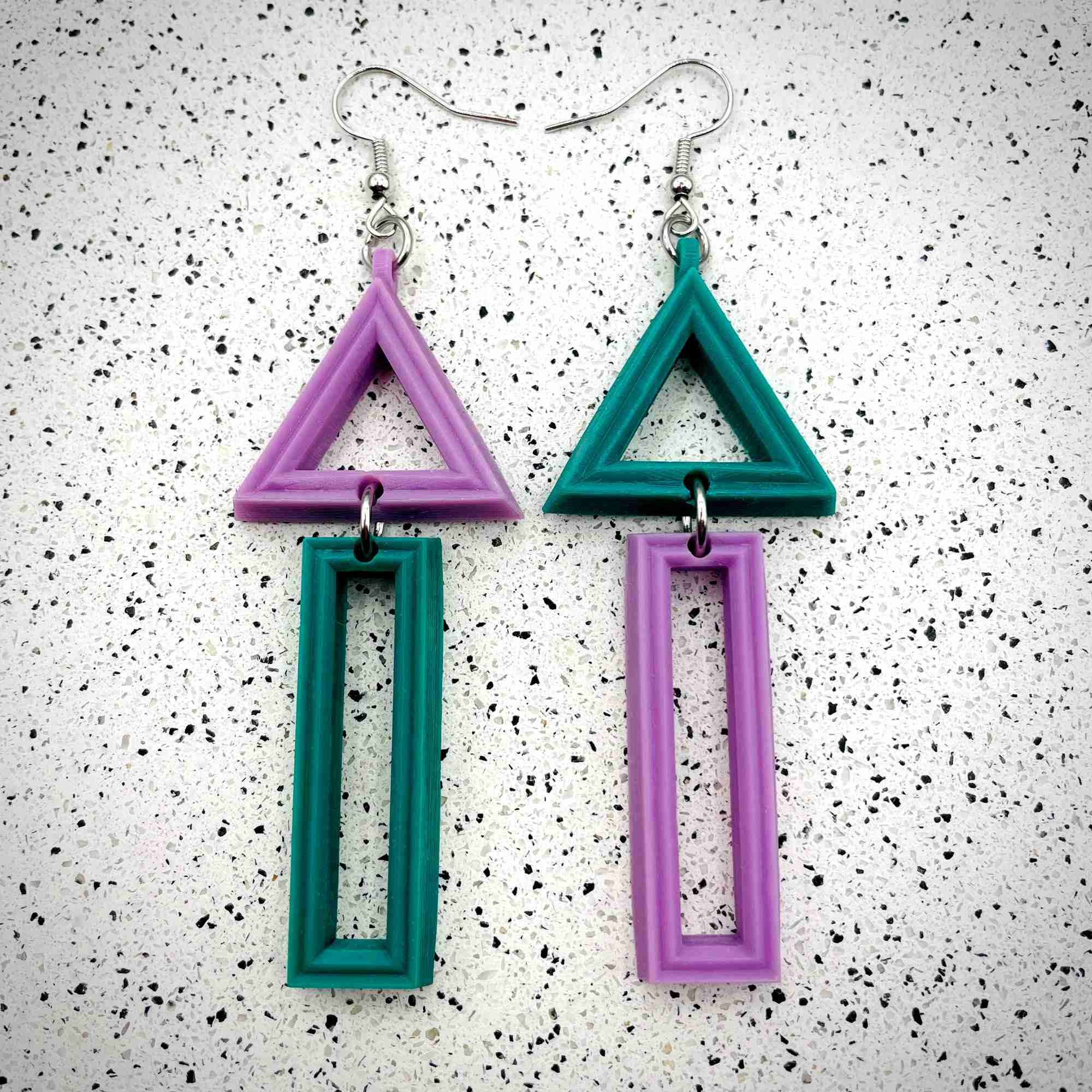 Mismatched Triangle Hook Earrings