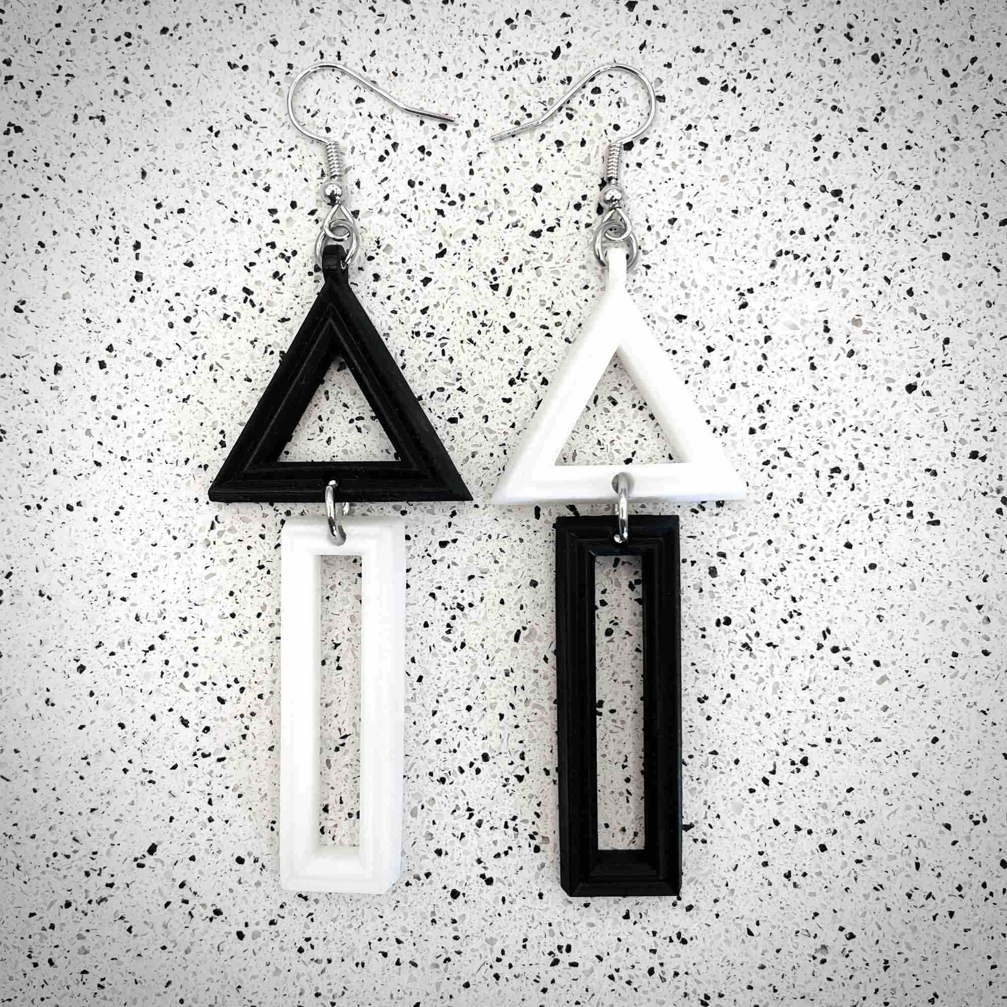 Mismatched Triangle Hook Earrings