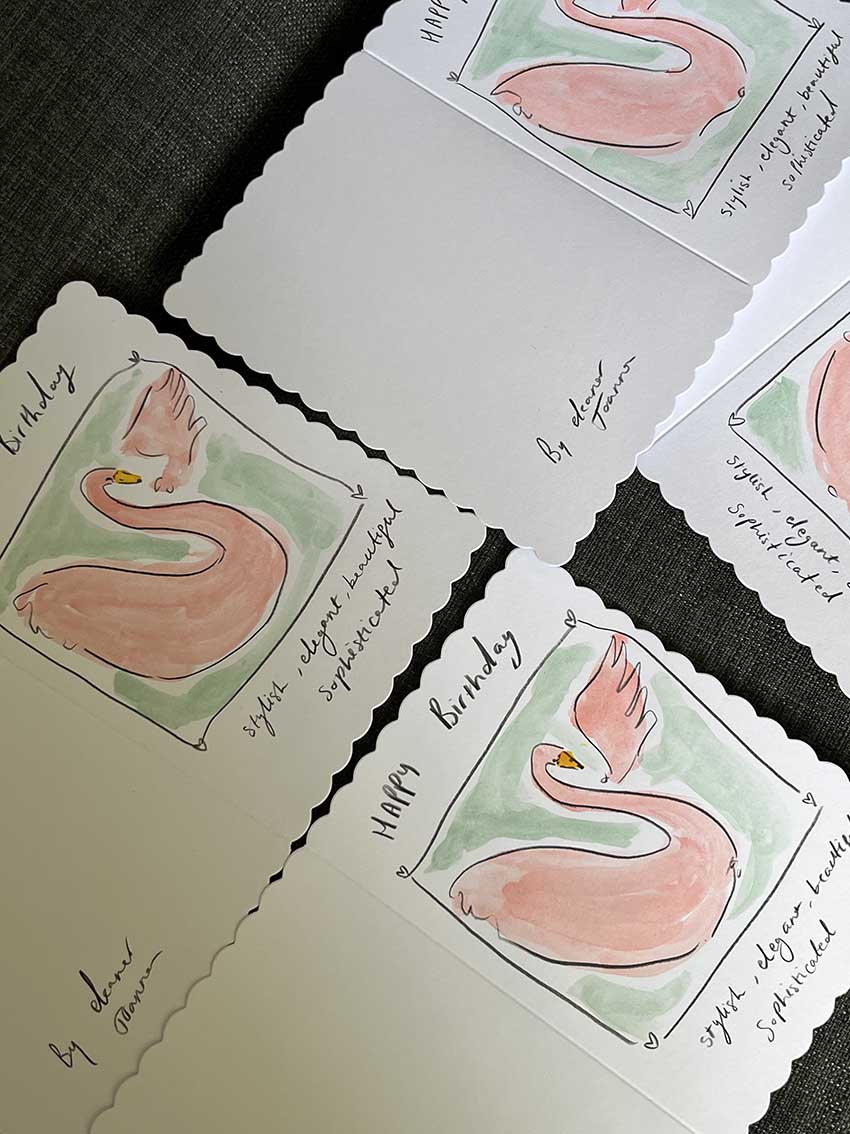 Happy Birthday Swan card - Hand-Painted